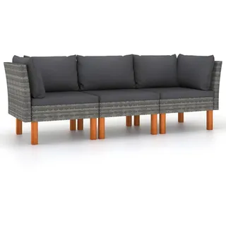 vidaXL Gartensofa 3-Sitzer grau