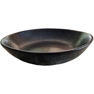 PintoCer - 2 x Suppenteller aus Steingut, 22 cm, Schüssel für Suppe, Nudeln, Salat oder Müsli, Farbe: schwarz