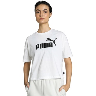 Puma Damen ESS Cropped Logo Tee Crop Top, White, XS