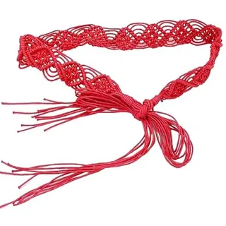 SYSUII Flechtgürtel Damen Boho Stil Taillengürtel mit Quaste für Frauen - Geflochtene Taillengürtel mit Kette für Rock und Kleid