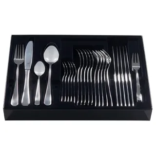 King KING® Besteckset Amil im ETUI / Edelstahl 18/0 / Messerstahl / 6x Menülöffel, 6x Menügabel, 6x Menümesser, 6x Kaffeelöffel, 6x Kucheng... - Silber