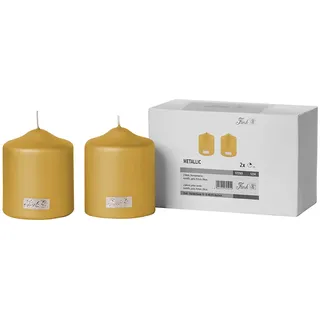 Stumpenkerze FINK "CANDLE", gold (goldfarben), H:10cm Ø:8cm, Kerzen