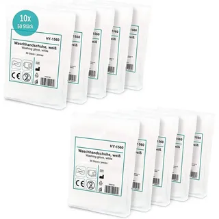 Hypafol Einweghandschuhe Spunlace Einmalwaschlappen für Babys & Erwachsene (Set 10x50 Stk. / 20x50 Stk., 500-St) aus Vliesstoff, zur Körperpflege