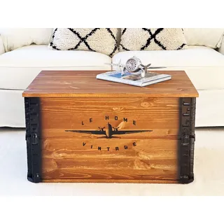 Truhe Couchtisch Holz massiv Wohnzimmertisch Truhentisch Kiste vintage shabby
