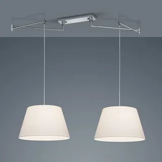Helestra Hängelampe Certo, dimmbar, weiß / opal, für Wohn- / Esszimmer, Textil / Stoff / Seide, Modern, Pendelleuchte - 198 cm - 45 cm - 26 cm
