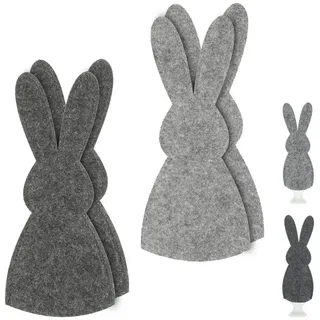 CEPEWA Eierbecher Eierwärmer Hase 6er Set Polyesterfilz grau anthrazit 10,5x23cm Ostern