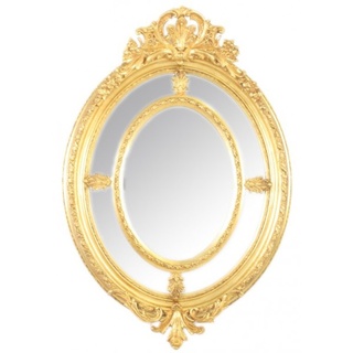Casa Padrino Barock Wandspiegel Oval Gold 100 x 150 cm - Edel & Prunkvoll - Goldener Spiegel