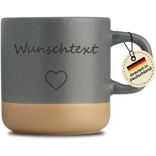 LIEBTASTISCH Kaffeebecher mit Lasergravur – Keramik Steingut Kaffeetasse, personalisierte Tasse für Kaffee, Tee – Lieblingsmensch Geschenk, Vatertag, Muttertag, Frauentag, beste Freundin (Grau)
