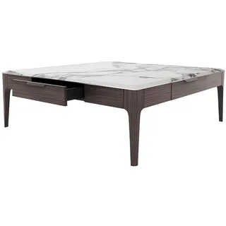 Xlmoebel Couchtisch Couchtisch aus Holz mit Metallgestell und Marmoroptik (Packung, 1-St., Quadratischer Tisch), Hergestellt in Europa grau