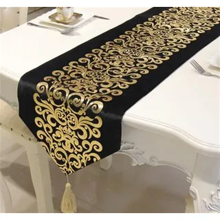 Tischläufer Home Tischwäsche NEU Europäischer Luxus-Samt Vergoldeter Tischläufer Tischdecke Bestickte Gloden Tischläufer Tischflagge Dinner Mats Home Textile Für Partys, Hochzeiten, Esstische