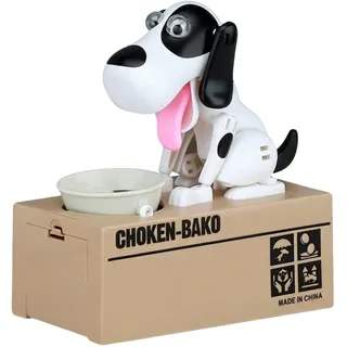 Hungriger Hund Spardose, Hungry Dog Sparschwein, Welpen-Sparschwein, Kinder Spardose Hund Frisst Geld, Münze Kaut Spardoses, Münze Geburtstagsgeschenk(Schwarzweiß)