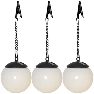 Star Trading Solarleuchte Kunststoff/Metall Dämmerungssensor 3er Set Schwarz/Weiß