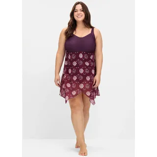 Badekleid SHEEGO BY JOE BROWNS, Damen, Gr. 50, Cup E, lila (beere, gemustert), Elasthan, Badeanzüge