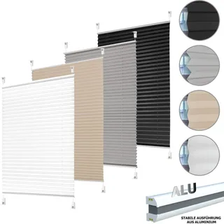 Plissee Faltrollo Jalousie Klemmfix ohne Bohren Alu Profil blickdicht Rollo weiß 35cm 70 - 100cm - Weiß