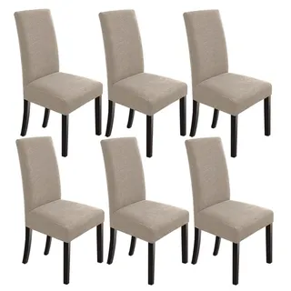 NORTHERN BROTHERS Stuhlhussen für Esszimmer, 6er-Pack, Stuhlhussen, 6er-Set, Küchenstuhlhussen, Esstisch-Stuhlhussen, 6er-Set, für Küche, Esszimmer, Taupe