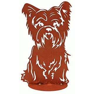 Dekofigur Hund Bello im Rost Design auf Standplatte, Rostfigur, Gartendeko, Metalldeko