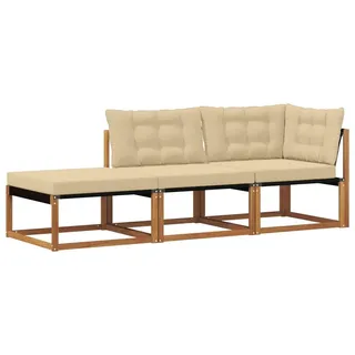 vidaXL Ecksofa-Einheiten für draußen 3 Stück Holz beige