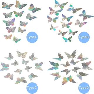 [wanddeko] 12 Stück 3d-lasergeschnittene Schmetterlingsaufkleber Aus Papier Mit Doppelseitigem Spiegeldesign Für Diy-heimdeko, Partys, Weihnachten, Hochzeiten, Geburtstage Und Als Geschenk