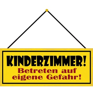 Schatzmix KINDERZIMMER Gefahr Metallschild 27x10cm Deko tin Sign mit Kordel Blechschild, Blech, Mehrfarbig, 27x10 cm