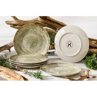 konsimo. Frühstücksteller für 6 Personen - 6er Set Kuchenteller - Dessertteller aus Hartporzellan - Erato Kollektion - Modern und Elegantes 20 cm Teller - Hergestellt in der EU - Beige