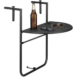Relaxdays Balkonhängetisch Klappbar 60 x 40 x 63 cm Schwarz