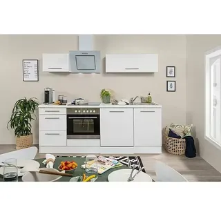 Respekta Premium Küchenzeile RP220WWCBO  (Breite: 220 cm, Weiß, Mit Elektrogeräten)