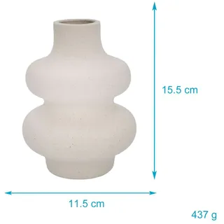 Intirilife Keramik Vase in Creme Weiß - 11.5 x 15.5 cm - Spiralvase Dekovase ideal für Blumen Pampasgras und Trockenblumen
