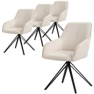 ML-Design Drehstuhl Textil creme 4er Set