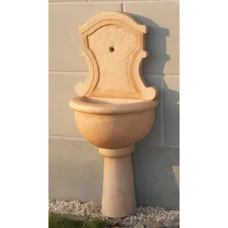 Casa Padrino Jugendstil Wandbrunnen Beige 55 x 36 x H. 128 cm - Eleganter Gartenbrunnen - Gartendeko Stein Brunnen - Barock & Jugendstil Garten Deko Accessoires