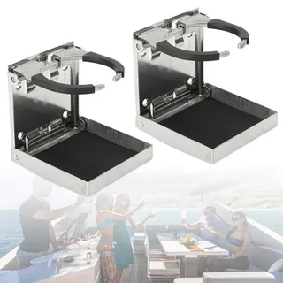 Getränkehalter, 2X Edelstahl Becherhalter 55-75mm Klappbar Dosenhalter Flaschenhalter Trinkhalter für Marine Boot Wohnwagen Auto