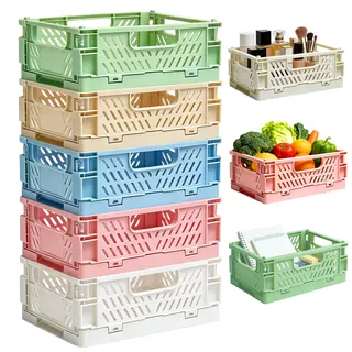 AONAYO 5 Kleine Aufbewahrungsboxen Klappbox Klein,3 Klappbox,2 Mini-Boxen Klappkiste,Klappboxen Faltbar Stabil,Stapelbar Kleine,Geeignet FüR KüChen,Kinderzimmer Und AbstellräUme.