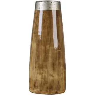 Beliani Dekovase, Dunkelbraun, Stein, Holz Optik, 50 cm, Dekoration, Vasen, Keramikvasen