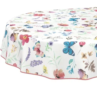 ANRO Wachstuchtischdecke Oval 200 x 140 cm Schmetterlinge Bunt