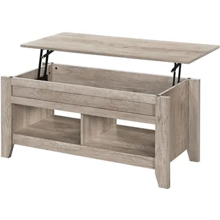 Yaheetech Couchtisch Höhenverstellbar Kaffeetisch Wohnzimmertisch mit Ablagefach Sofatisch Beistelltisch Teetisch aus Holz, Grau