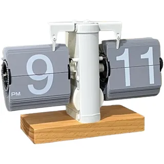 Baoblaze Tischuhr, automatische Umblätteruhr, Vintage-Digital-Flip-Schreibtischuhr, mechanische Flip-Uhr für den Desktop, Home Office, Grau