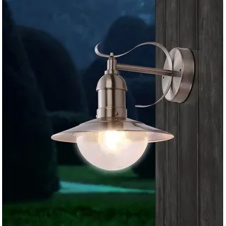 GLOBO LIGHTING Außen-Wandleuchte Außenwandleuchte Retro Wandleuchte Außen Edelstahl Außenlampe Wand, Außenleuchte, ohne Leuchtmittel, Lichtfarbe ist abhängig vom Leuchtmittel, Außenwandlampe