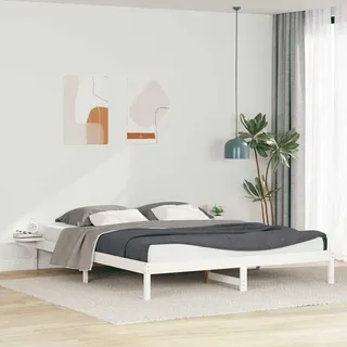 Möbel Bettgestell mit Nachttischen Weiß 200 x 220 cm - Klassische Betten &60792 - Weiß