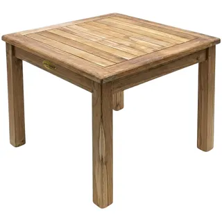 Teak Holz Beistelltisch - 50 cm - Garten Balkon Blumen Couch Deko Tisch Massiv