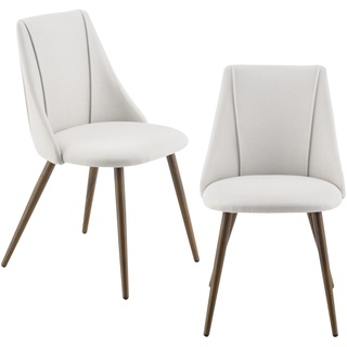 [en.casa] 2er-Set Polsterstuhl Danzig Holzfarben Beige