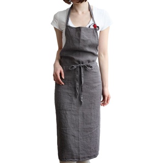 JYPHM Leinenschürze Kochschürze für Damen und Herren mit Taschen zum Grillen von Holzbearbeitungsmaschinen Kellnerlederarbeiter Küchenschürze Grau