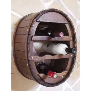 Dandibo - Weinregal Holz Wand Weinfass Für 6 Flaschen Braun Gebeizt Für Die Wandmontage Wandregal Zum Aufhängen Flaschenregal