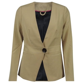dynamic24 Jerseyblazer Damen Blazer kragenlos Casual Sakko Business Basic Jacke beige beige
