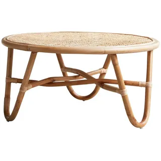 Tikamoon Couchtisch, Natur, Naturmaterialien, Rund, 80x40x80 cm, Wohnzimmer, Wohnzimmertische, Couchtische