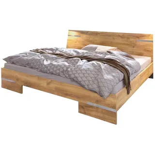 Wimex Futonbett Level (Ohne Lattenrost, Matratzen und Bettwaren, 1-tlg., moderne Optik, Kopf- und Fußteil mit Chromverzierung), 160x200cm Plankeneiche braun 169 cm x 210 cm x 81 cm