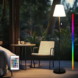 Solar Stehlampe Outdoor Stehlampe für Außen Garten, Kabellose Stehleuchte mit Lichtsensor, USB Aufladbar, RGB, für Terrassen Balkon Party Deko - Schwarz