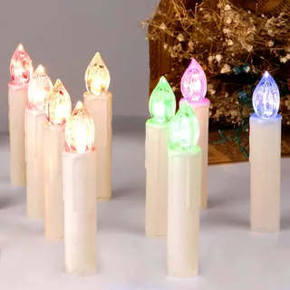 CCLIFE LED Weihnachtskerzen Kabellos RGB Kerzen Dimmbar Bunt Weihnachtsbaumkerzen Christbaumkerzen mit Fernbedienung Timer,Lichtfrabe:RGB