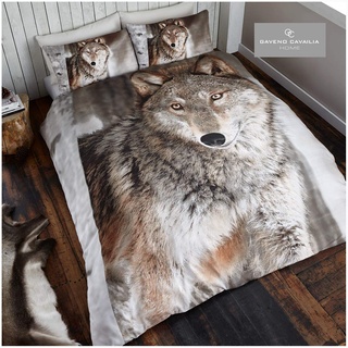 Gaveno Cavailia Bettwäsche-Set, 3D-Wolf-Motiv, 3-teiliges Bettwäsche-Set aus Baumwollmischgewebe, wendbar, pflegeleicht, 1 Bettbezug + 2 Kissenbezüge, Mehrfarbig
