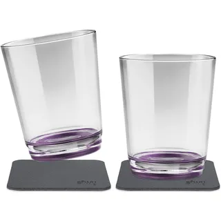 silwy® rutschfeste, bruchsichere Magnet-Trinkbecher (2er Set) in der Farbe Very Berry inkl. zwei Metall-Nano-Gel-Pads für standsicheres Platzieren - perfekt für Camping und Boating