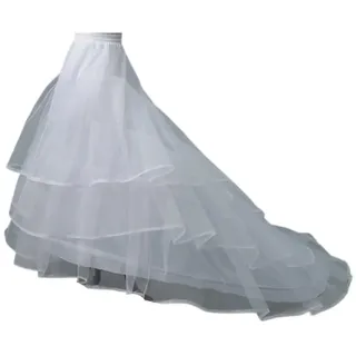 XUWEWI Hochzeitskleid, Reifrock, Unterrock mit 2 Reifröcken und 3-lagiger Tüllschleppe, weiß und schwarz für Unterröcke - Einheitsgröße