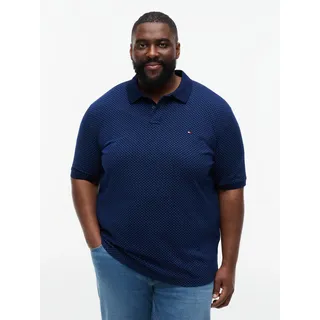 Poloshirt "BT-MICROPRINT PIQUE REGULAR", Herren, Gr. 4XL, blau (carbon navy), Piqué, Obermaterial: 100% Baumwolle, TOMMY HILFIGER BIG & TALL, regular fit normal, Bündchen, Shirts, mit geometrischem Muster, Große Größen